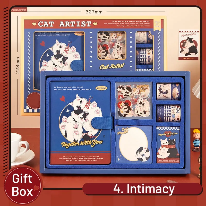 Cat Series Cute Cartoon Journal Gift Box Set
