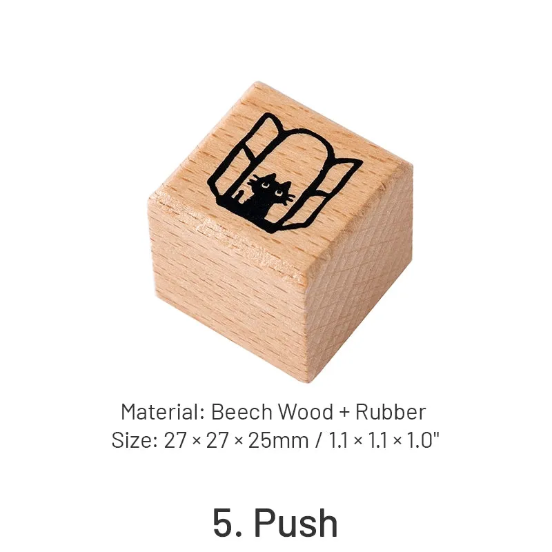 Cat Theme Childlike Cartoon Cute Wooden Rubber Stamp