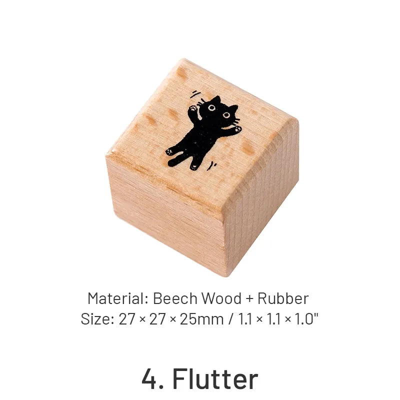 Cat Theme Childlike Cartoon Cute Wooden Rubber Stamp