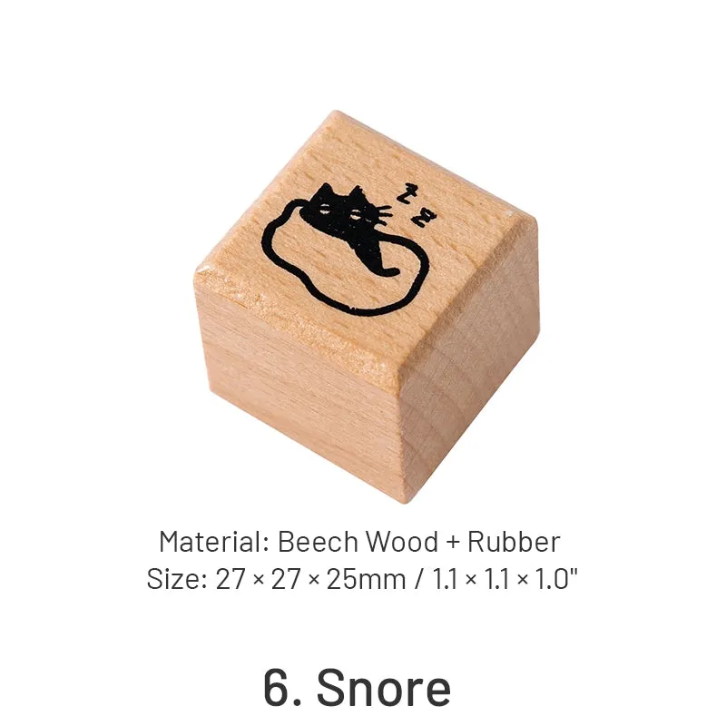 Cat Theme Childlike Cartoon Cute Wooden Rubber Stamp