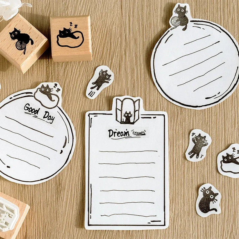 Cat Theme Childlike Cartoon Cute Wooden Rubber Stamp