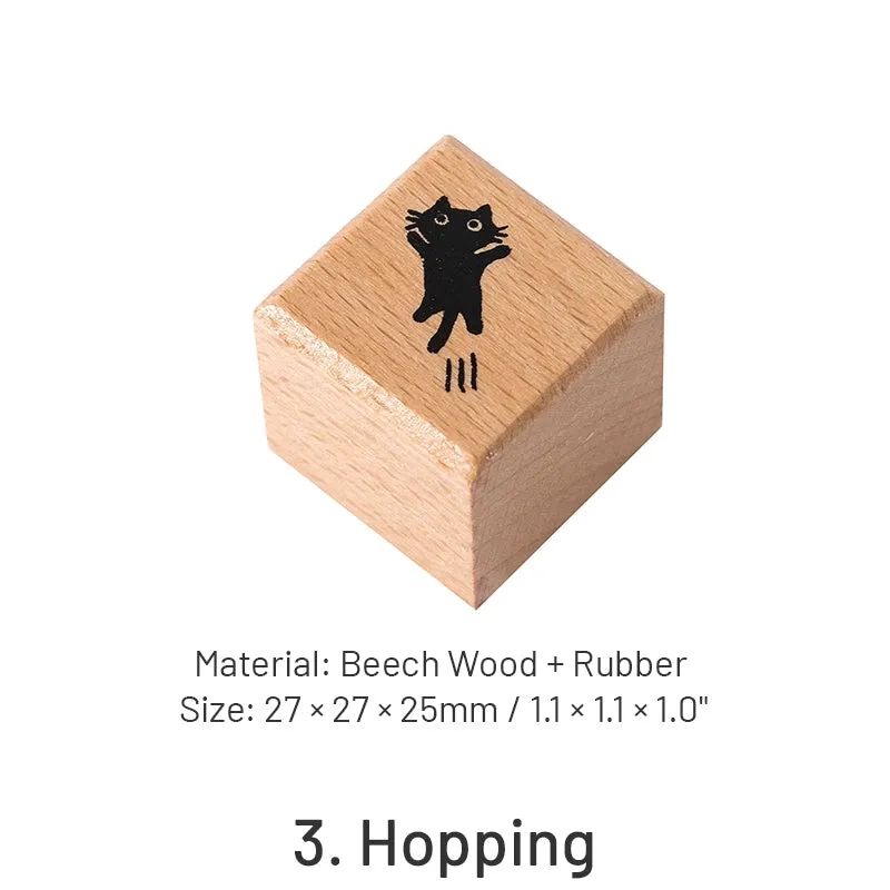 Cat Theme Childlike Cartoon Cute Wooden Rubber Stamp