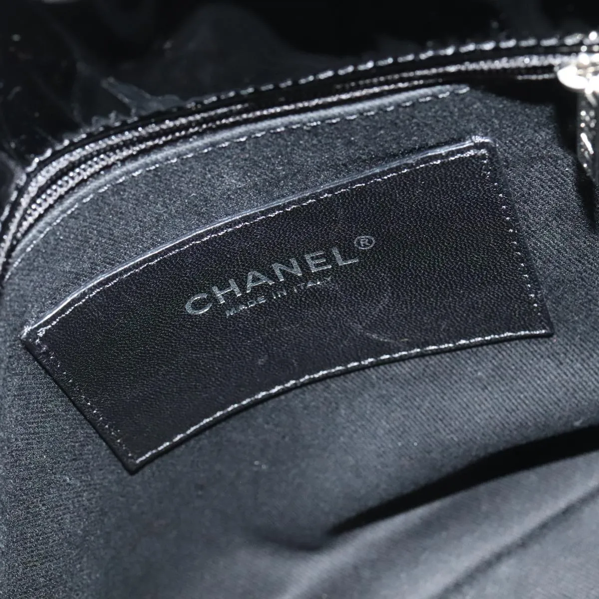 CHANEL Matelasse Chain Shoulder Bag Enamel Black CC 101334A
