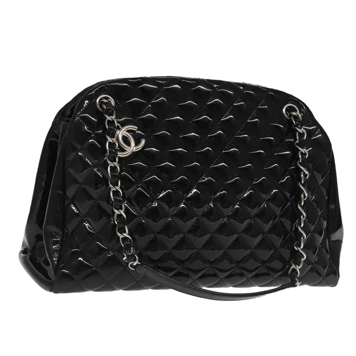 CHANEL Matelasse Chain Shoulder Bag Enamel Black CC 101334A
