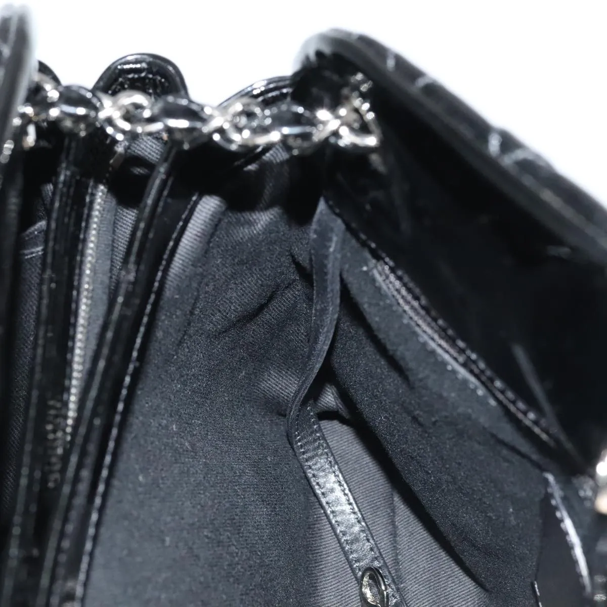 CHANEL Matelasse Chain Shoulder Bag Enamel Black CC 101334A