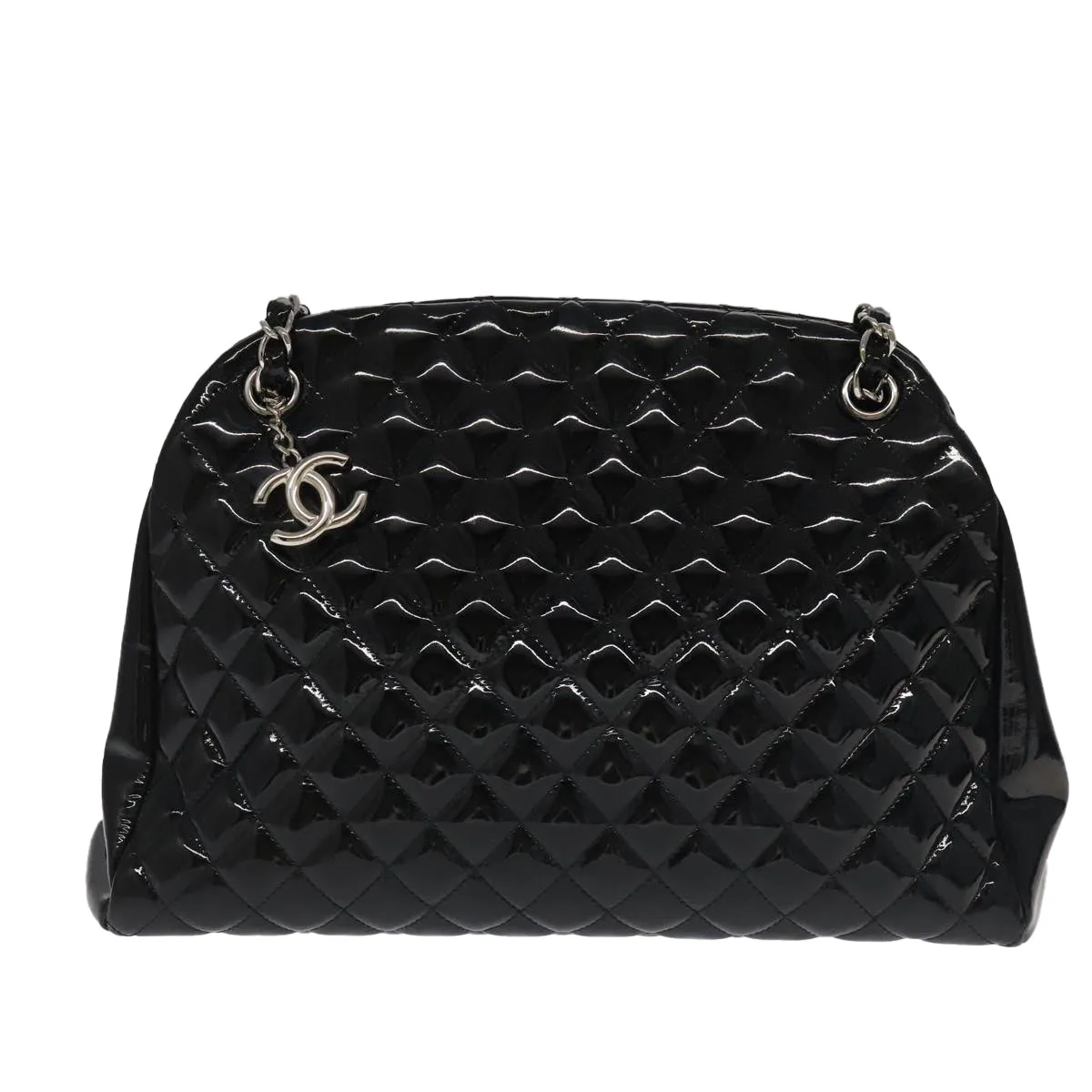 CHANEL Matelasse Chain Shoulder Bag Enamel Black CC 101334A