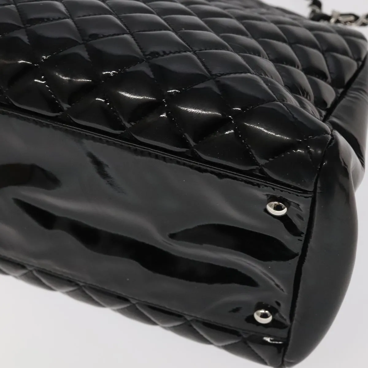 CHANEL Matelasse Chain Shoulder Bag Enamel Black CC 101334A