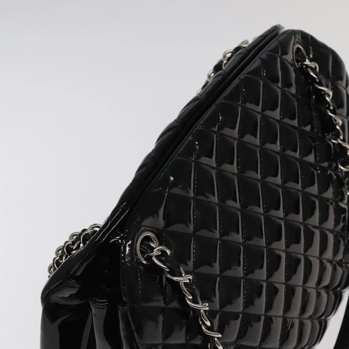 CHANEL Matelasse Chain Shoulder Bag Enamel Black CC 101334A