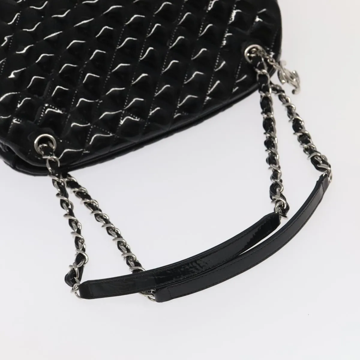 CHANEL Matelasse Chain Shoulder Bag Enamel Black CC 101334A
