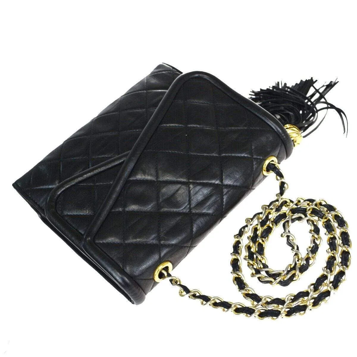 Chanel Vintage Double Flap Shoulder Bag with Tassel