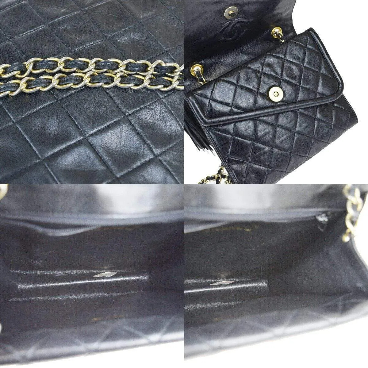 Chanel Vintage Double Flap Shoulder Bag with Tassel