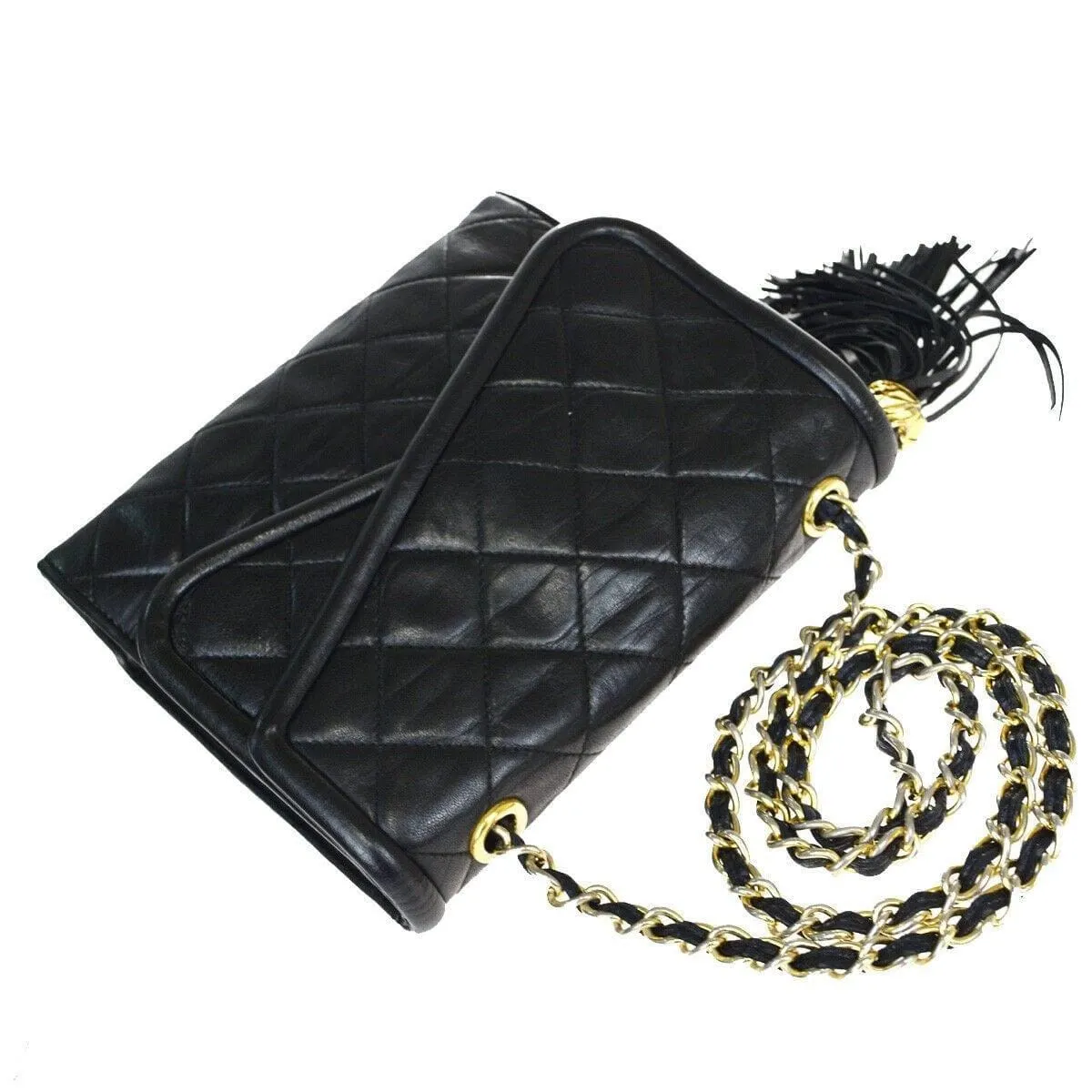 Chanel Vintage Double Flap Shoulder Bag with Tassel