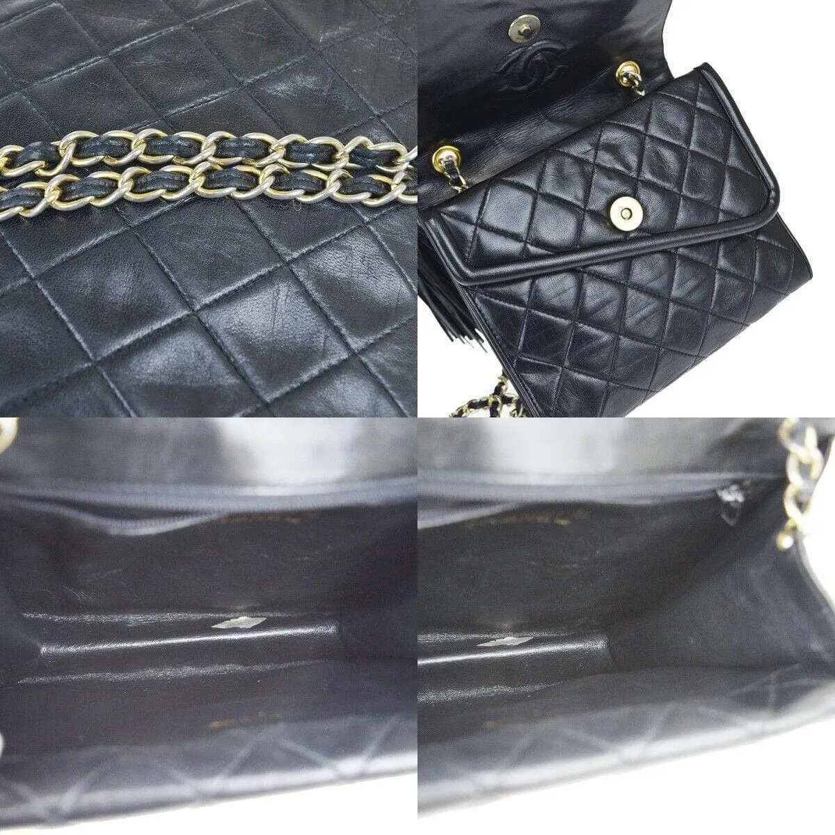 Chanel Vintage Double Flap Shoulder Bag with Tassel