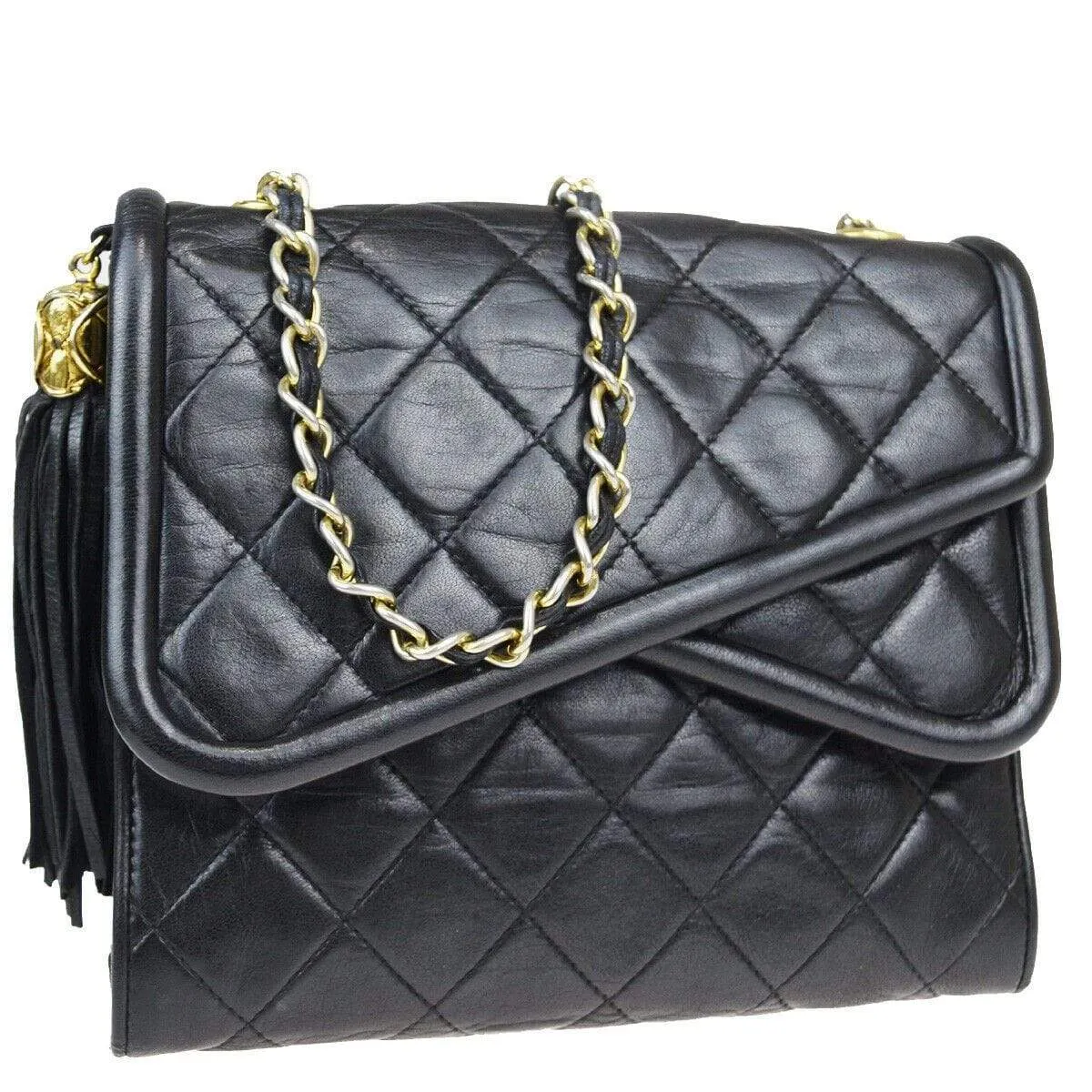 Chanel Vintage Double Flap Shoulder Bag with Tassel