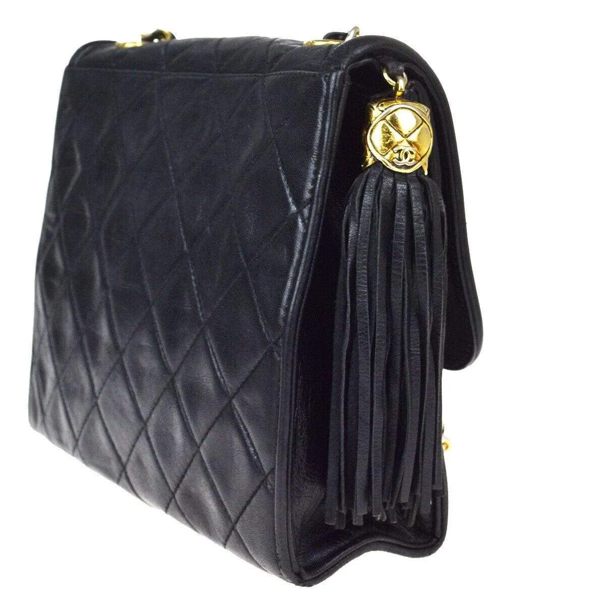 Chanel Vintage Double Flap Shoulder Bag with Tassel