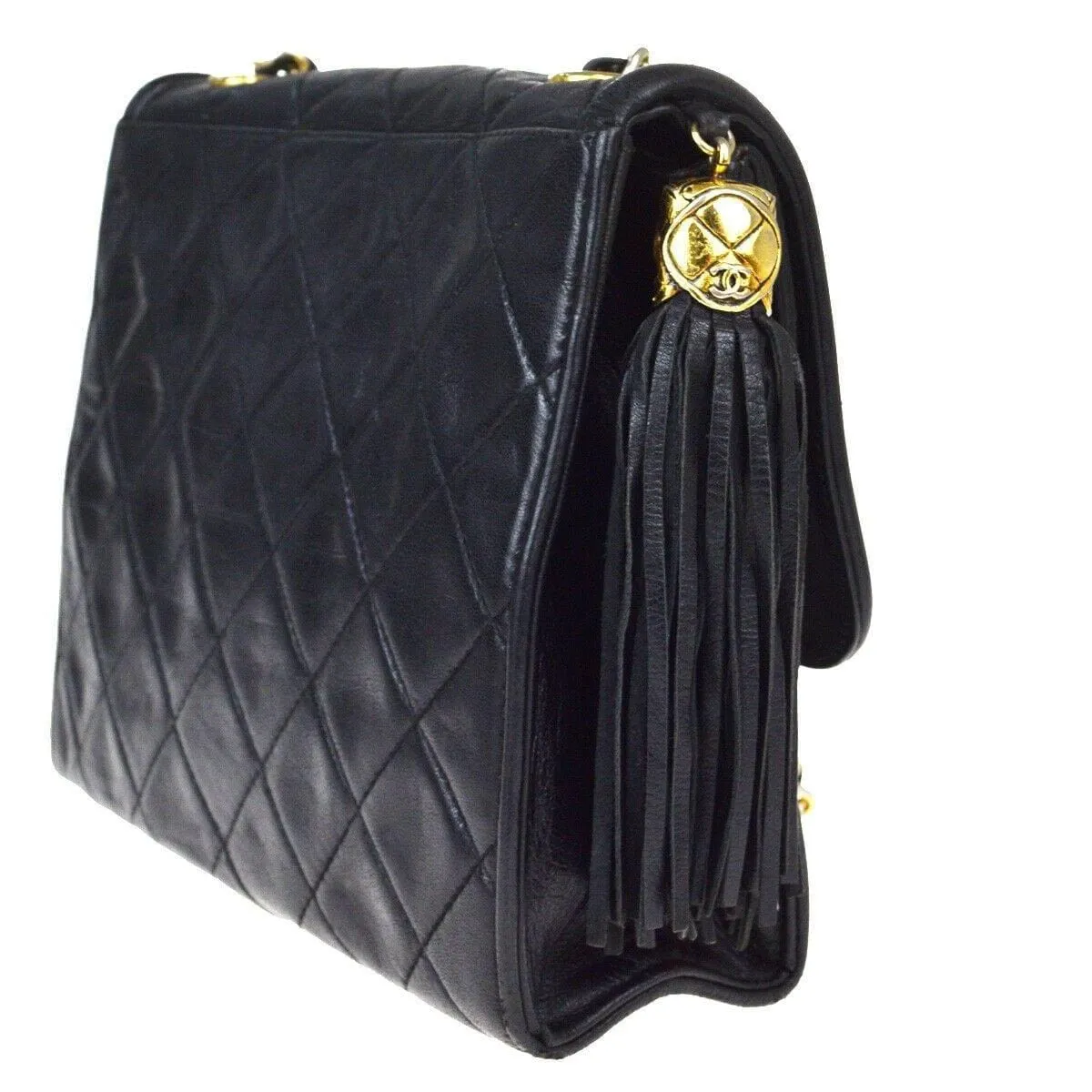 Chanel Vintage Double Flap Shoulder Bag with Tassel