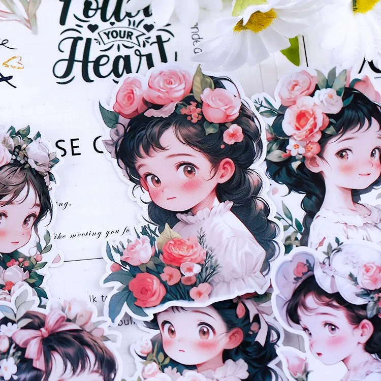 Charming Cartoon Girl Heart Stickers: Adorable DIY Diary Decoration