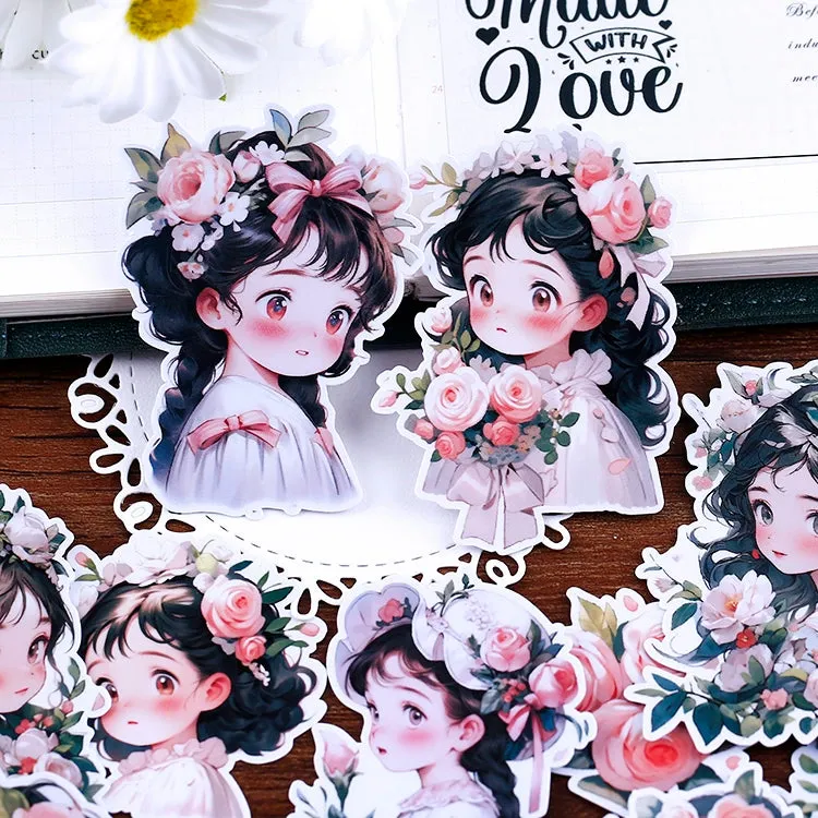 Charming Cartoon Girl Heart Stickers: Adorable DIY Diary Decoration