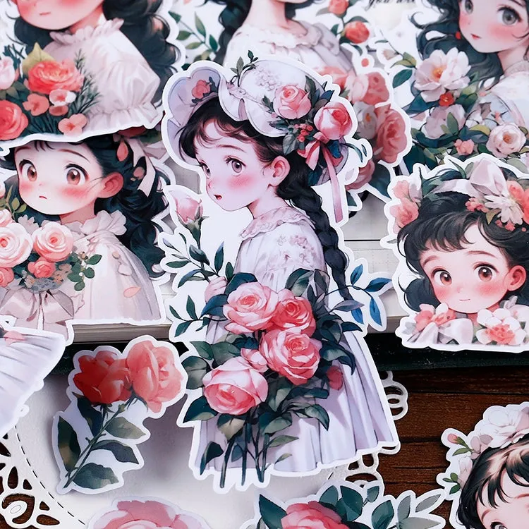 Charming Cartoon Girl Heart Stickers: Adorable DIY Diary Decoration