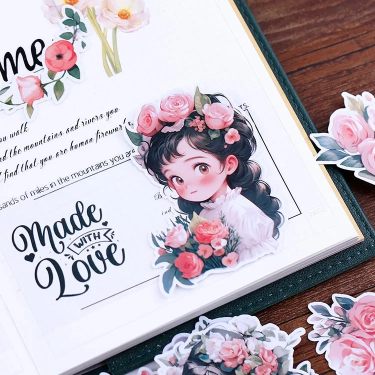 Charming Cartoon Girl Heart Stickers: Adorable DIY Diary Decoration