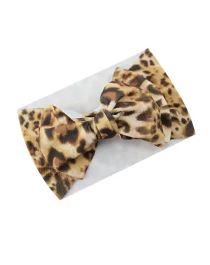 Cheetah Turban Headband Bow Baby Girls Leopard Hair Band Bow Baby Cheetah Headwear Bowknot BTB04 (B1-Turban Bow)