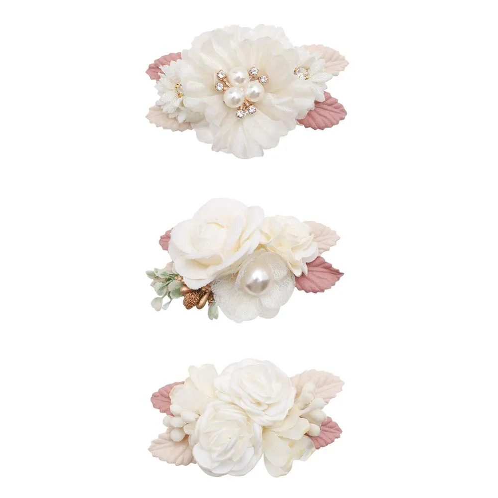cherrboll Flower Hair Clips Set 3pcs Floral Hair Bow Accessories for Baby Girl Toddles Teen Gifts