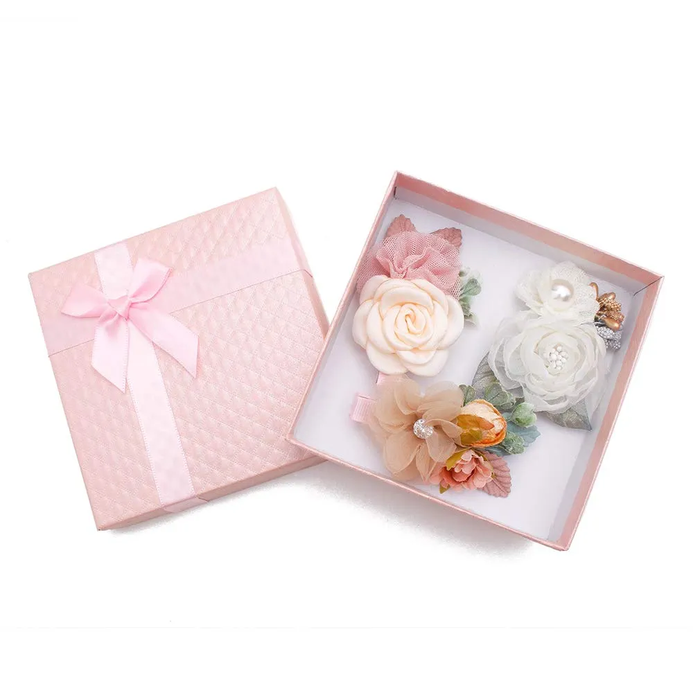 cherrboll Flower Hair Clips Set 3pcs Floral Hair Bow Accessories for Baby Girl Toddles Teen Gifts