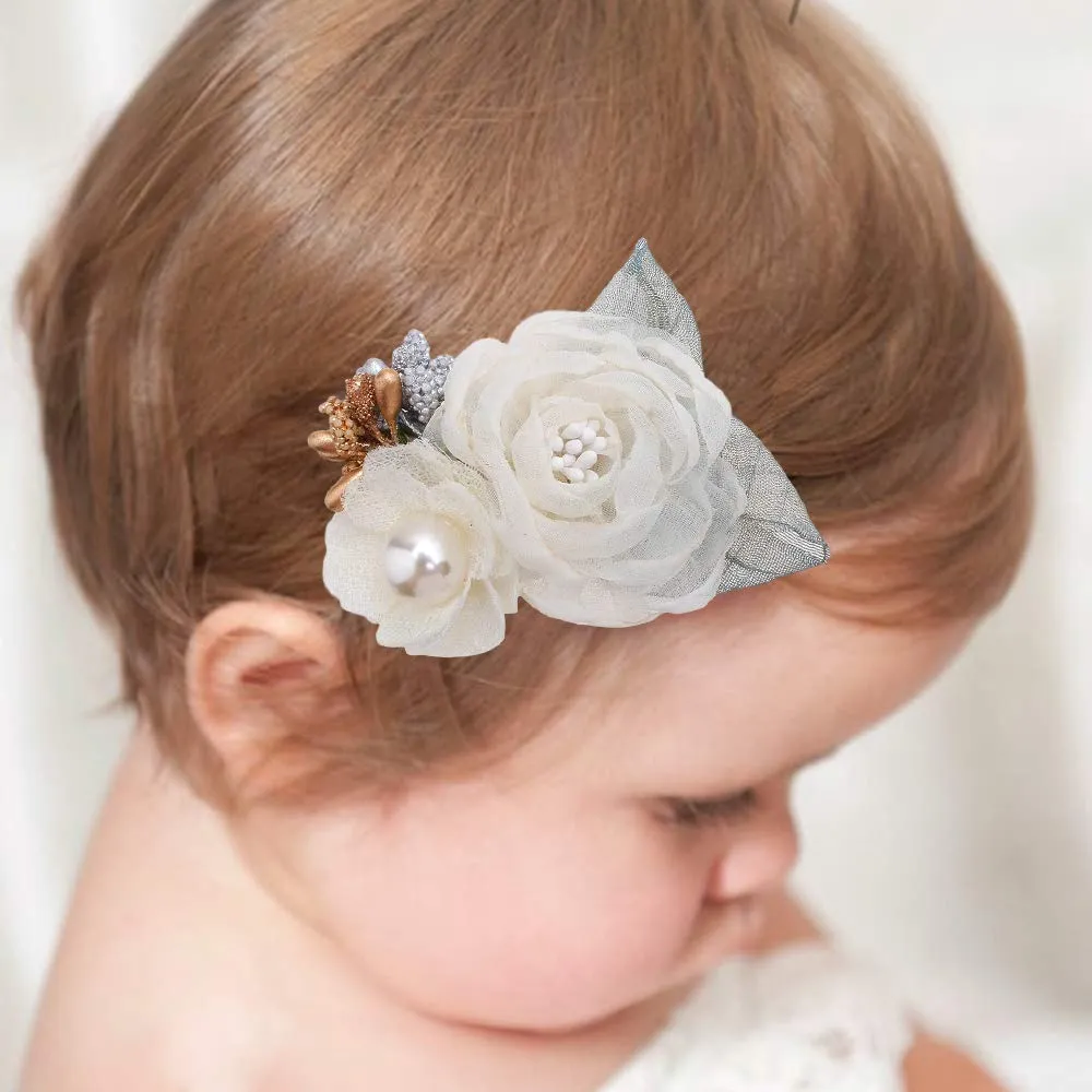 cherrboll Flower Hair Clips Set 3pcs Floral Hair Bow Accessories for Baby Girl Toddles Teen Gifts