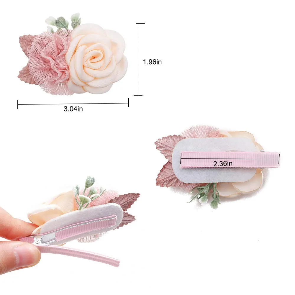cherrboll Flower Hair Clips Set 3pcs Floral Hair Bow Accessories for Baby Girl Toddles Teen Gifts