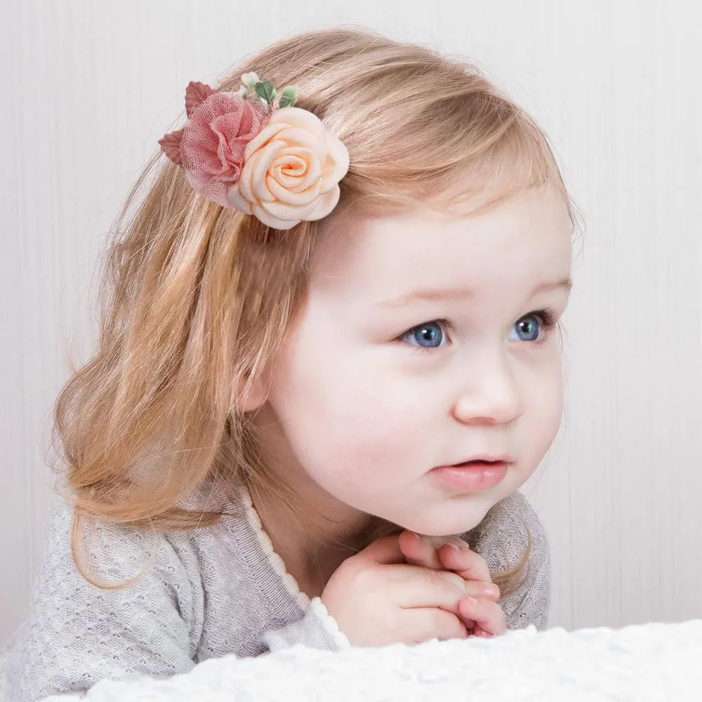 cherrboll Flower Hair Clips Set 3pcs Floral Hair Bow Accessories for Baby Girl Toddles Teen Gifts