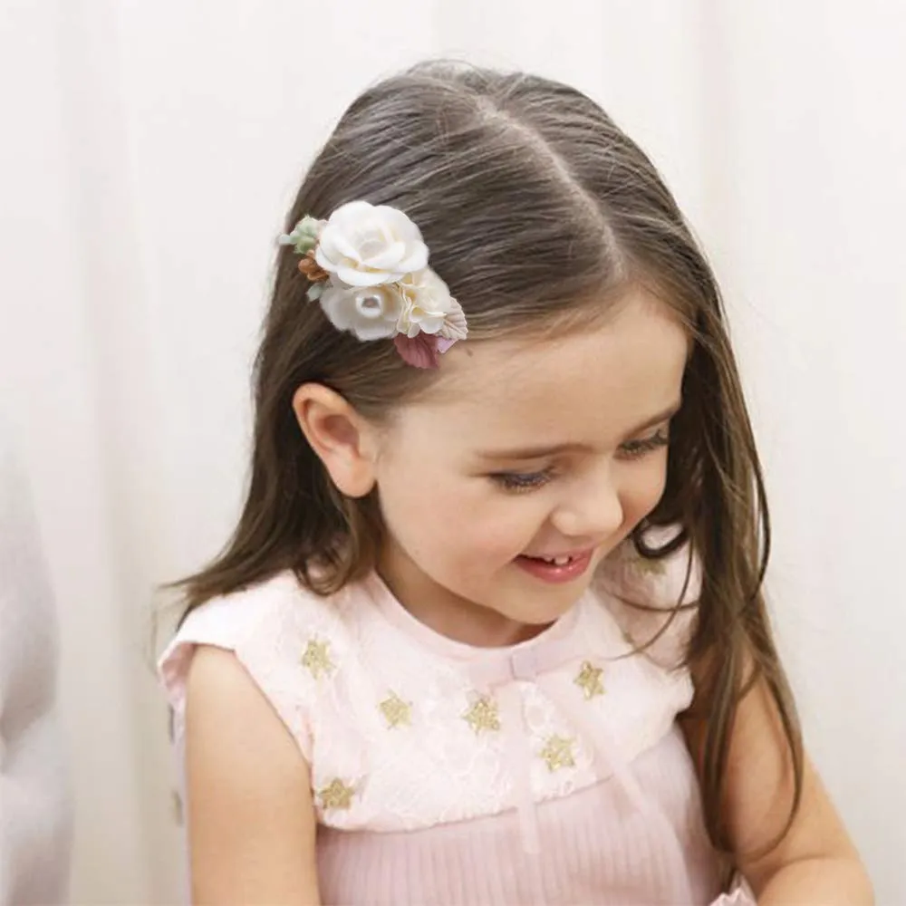 cherrboll Flower Hair Clips Set 3pcs Floral Hair Bow Accessories for Baby Girl Toddles Teen Gifts