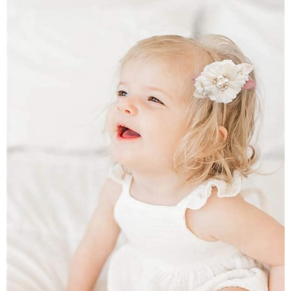 cherrboll Flower Hair Clips Set 3pcs Floral Hair Bow Accessories for Baby Girl Toddles Teen Gifts