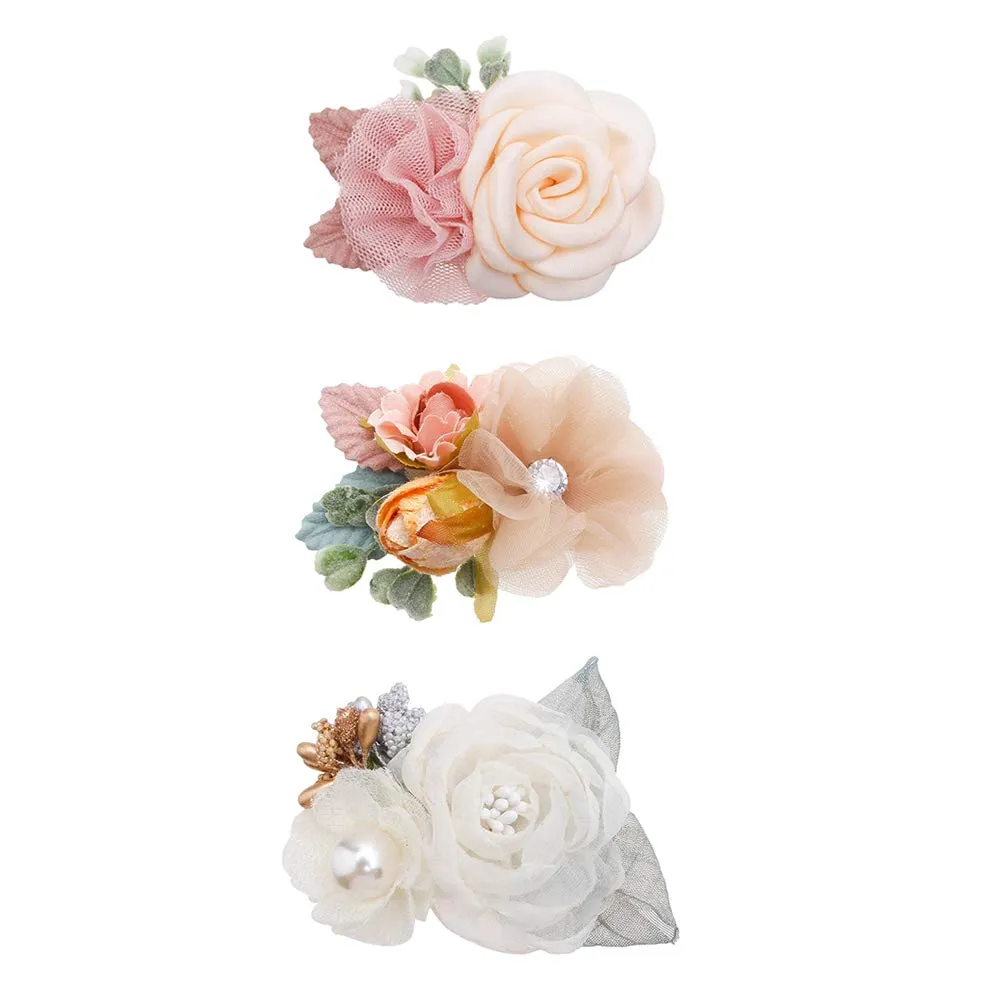 cherrboll Flower Hair Clips Set 3pcs Floral Hair Bow Accessories for Baby Girl Toddles Teen Gifts