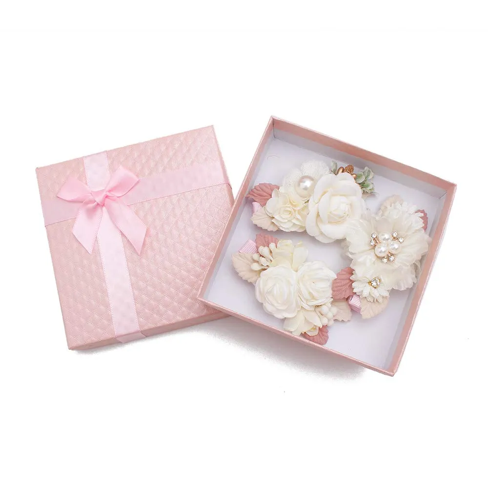 cherrboll Flower Hair Clips Set 3pcs Floral Hair Bow Accessories for Baby Girl Toddles Teen Gifts