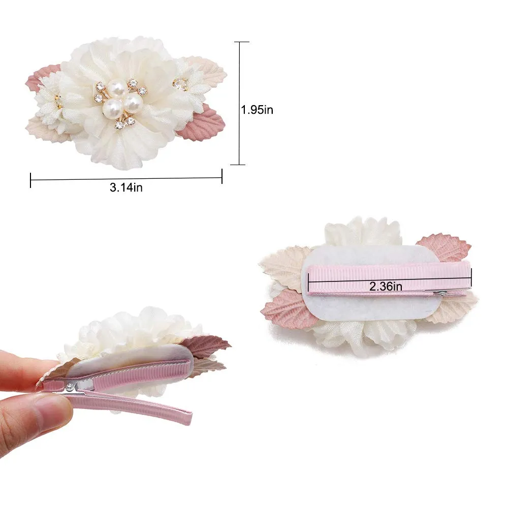 cherrboll Flower Hair Clips Set 3pcs Floral Hair Bow Accessories for Baby Girl Toddles Teen Gifts