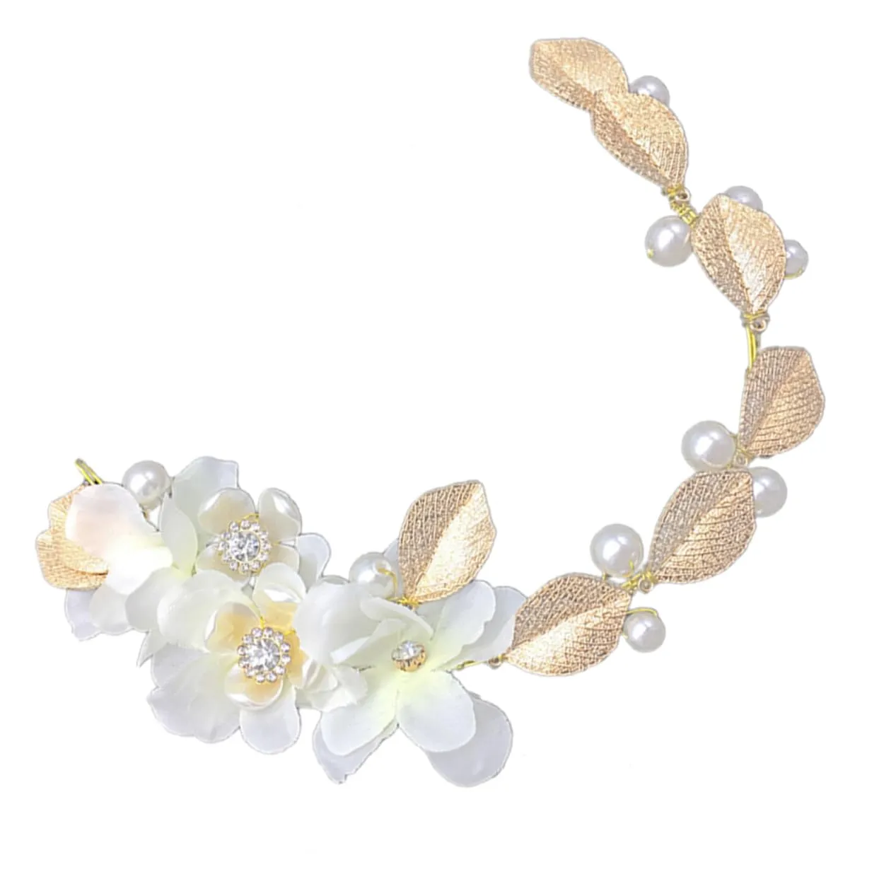 Chic Wedding Headband Pearl and Flower Leaf Design Elegant Bridal Headpiece for Special Occasions