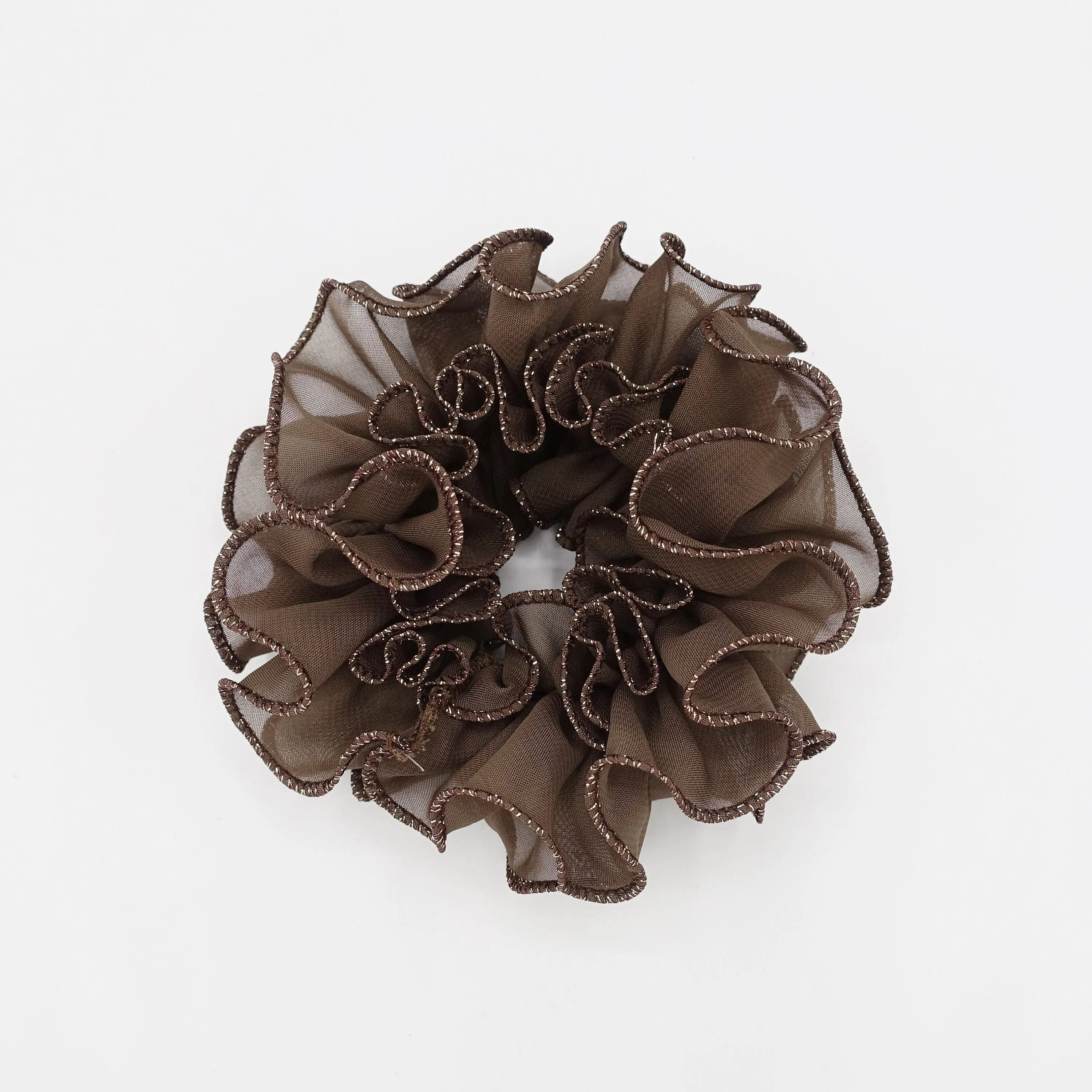 chiffon wave multi layer scrunchies golden dazzling edge scrunchy women hair accessory