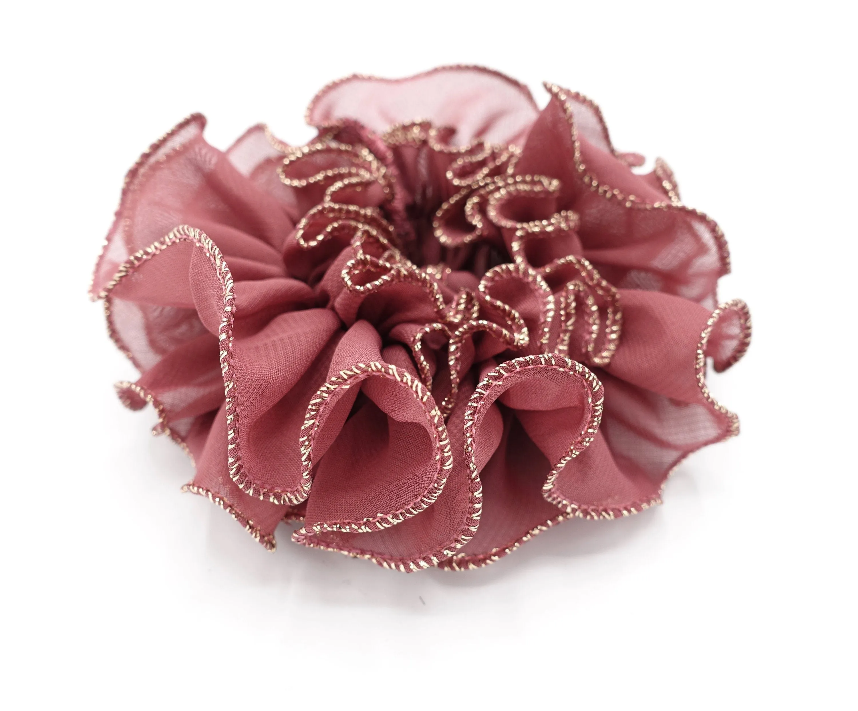 chiffon wave multi layer scrunchies golden dazzling edge scrunchy women hair accessory
