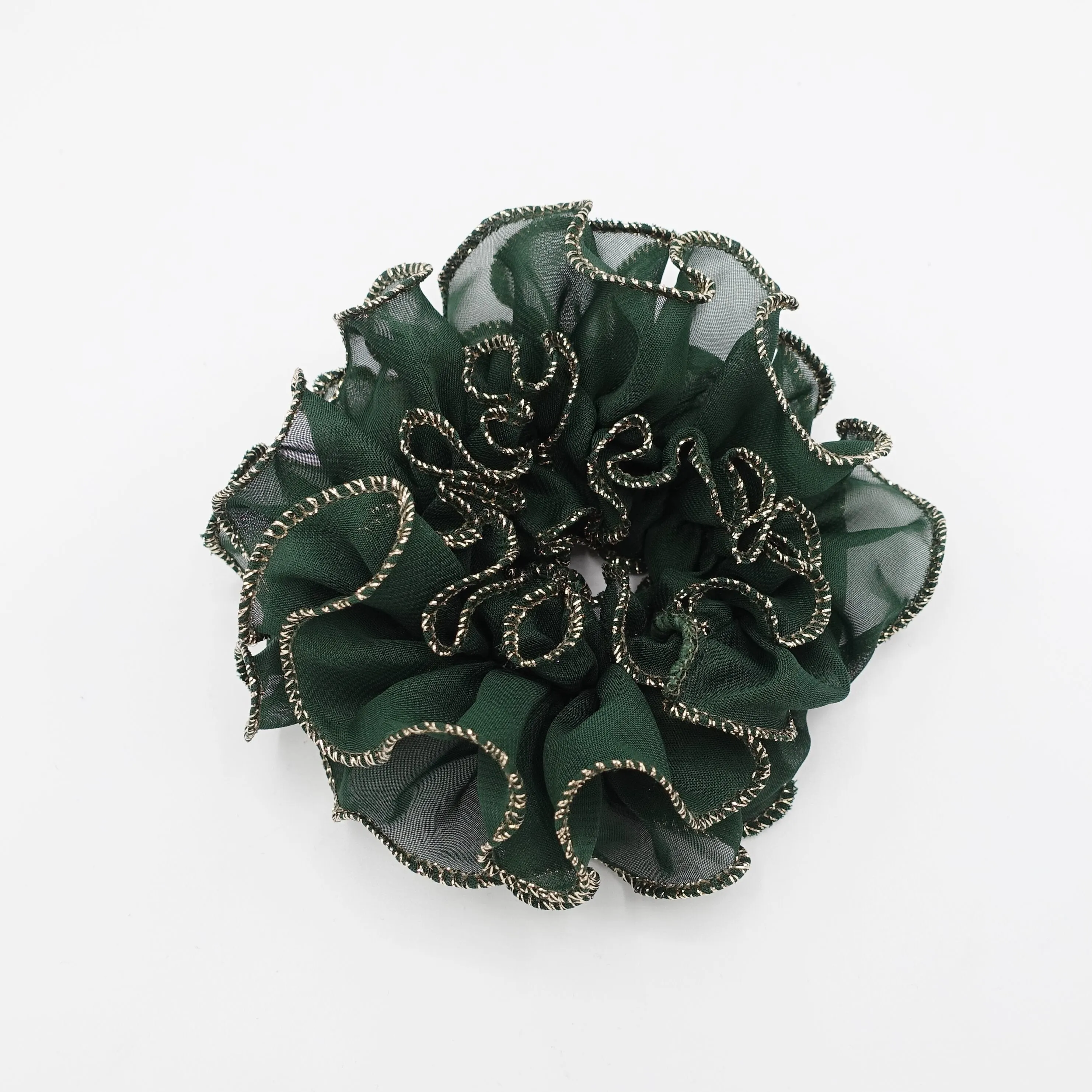 chiffon wave multi layer scrunchies golden dazzling edge scrunchy women hair accessory