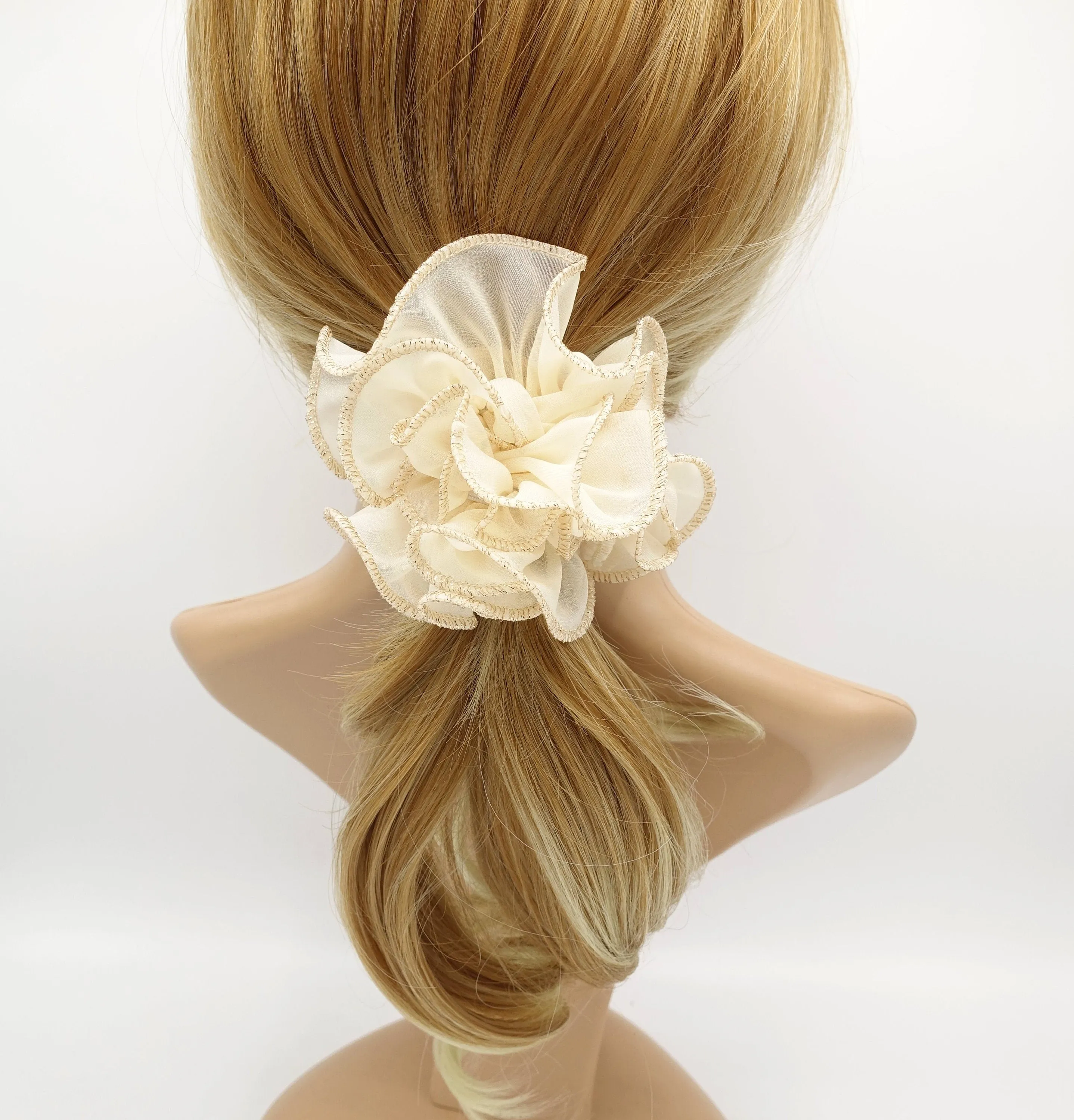 chiffon wave multi layer scrunchies golden dazzling edge scrunchy women hair accessory