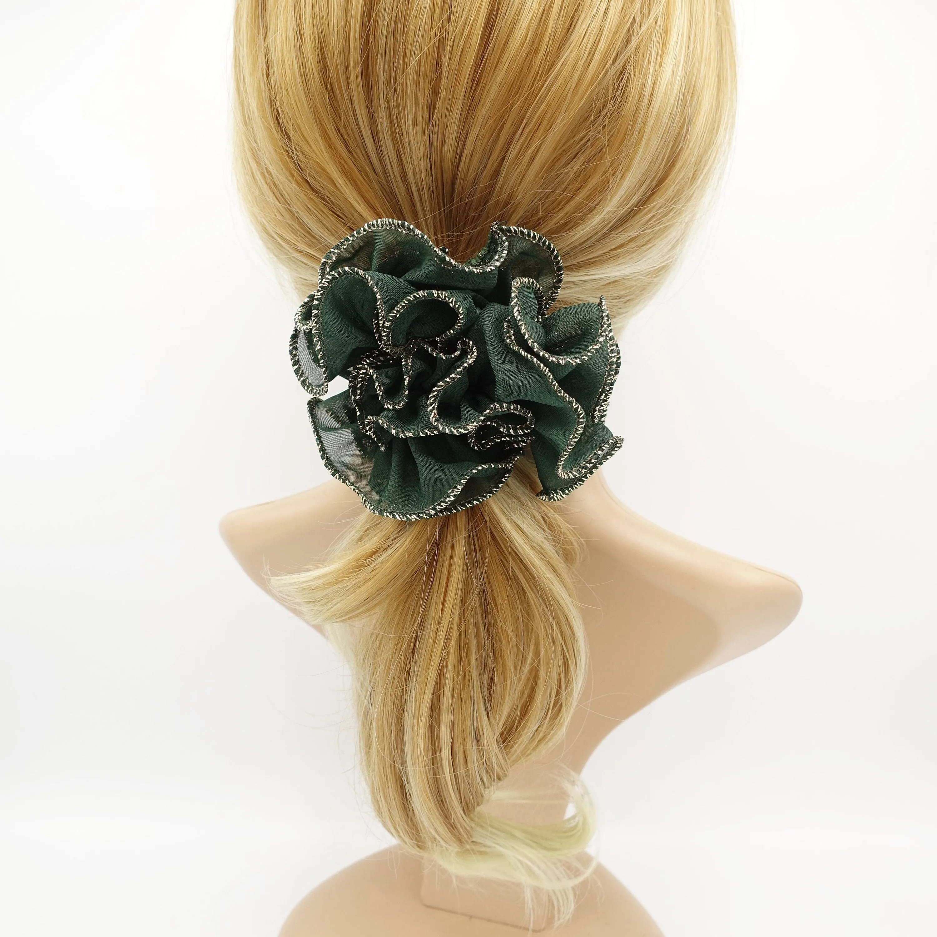 chiffon wave multi layer scrunchies golden dazzling edge scrunchy women hair accessory