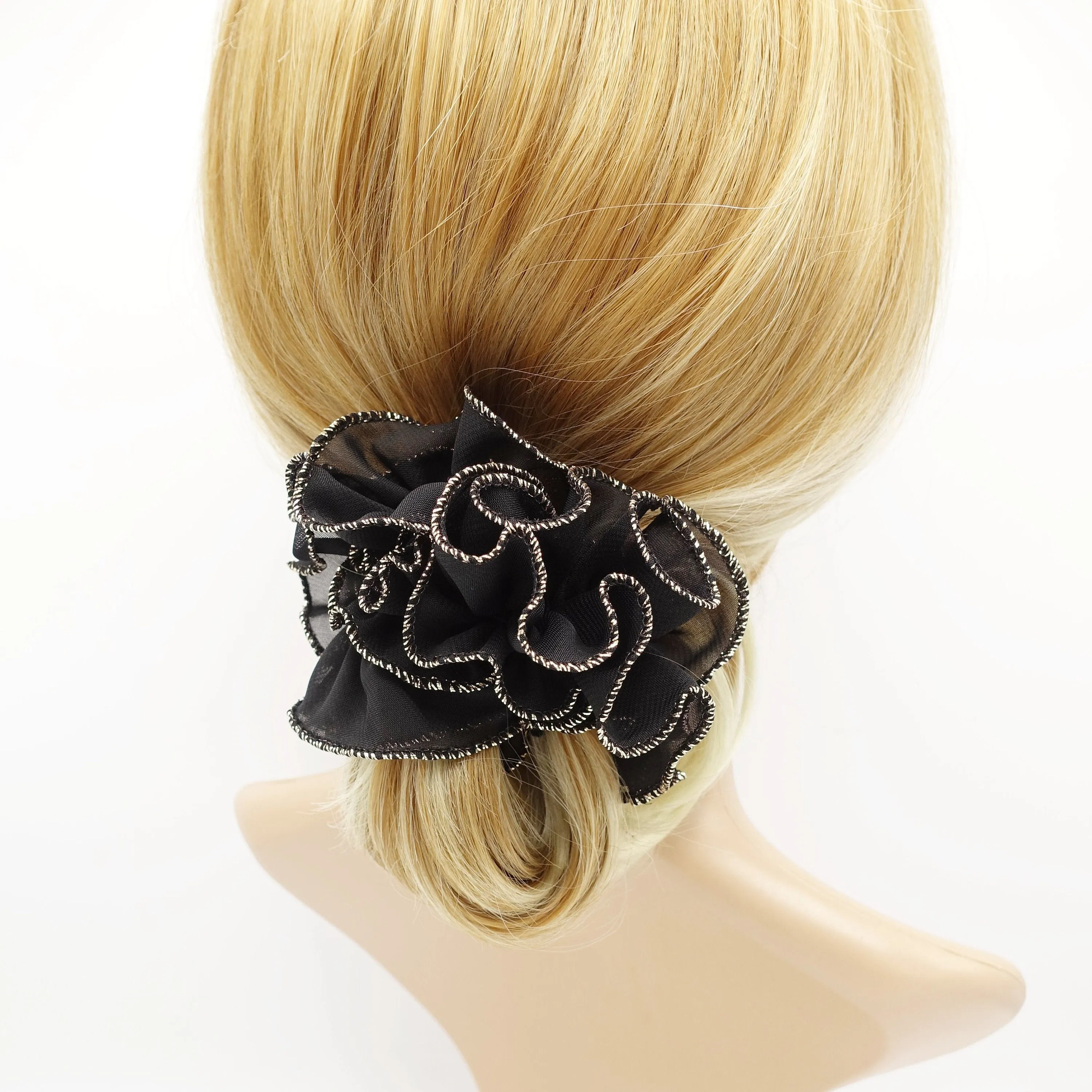chiffon wave multi layer scrunchies golden dazzling edge scrunchy women hair accessory