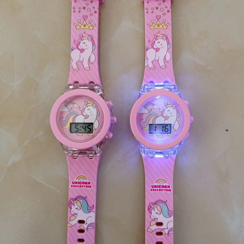 Children Cartoon Digital Flash Light Watches for Girls