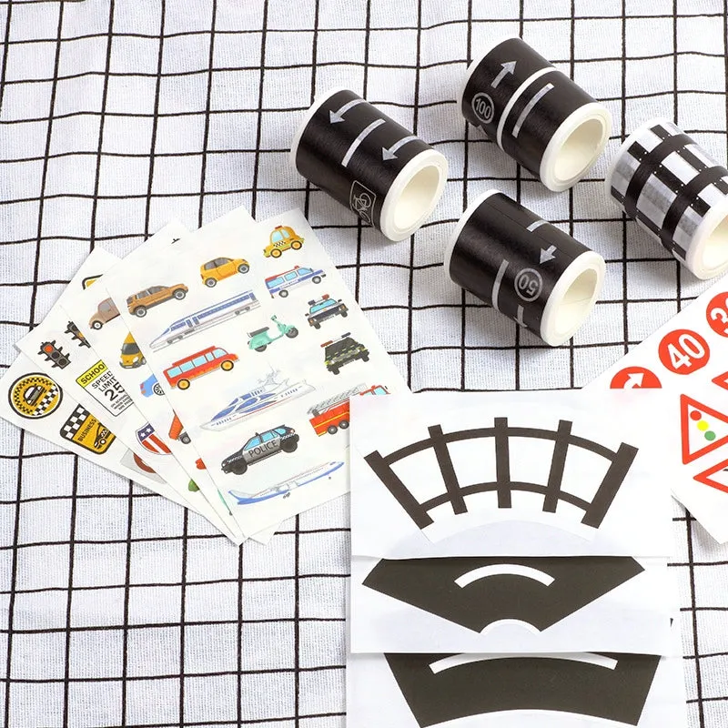Children's Cartoon DIY Traffic Railway Road Washi Tape