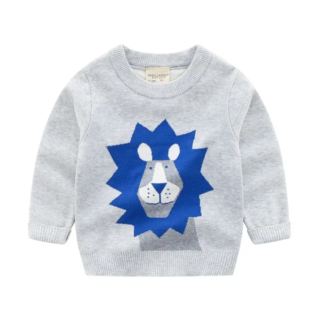 Children's Pullover knitted  Cute Cartoon O-neck Jumper