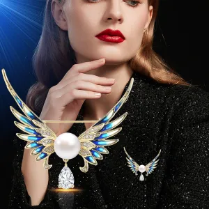 China-Chic Enamel Angel Wings Brooch