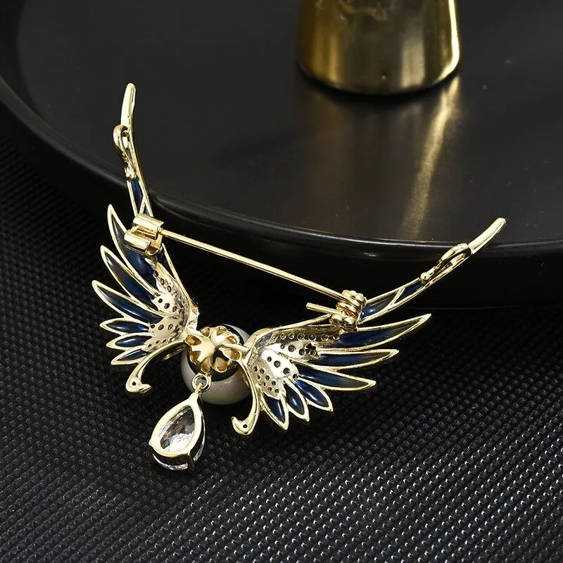 China-Chic Enamel Angel Wings Brooch
