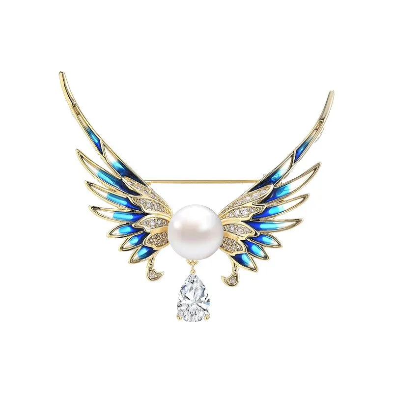 China-Chic Enamel Angel Wings Brooch