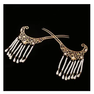 Chinese Hair Accessories, Hair Crowns, Earrings, Hairpins, Hanfu, And Accessories 2Pcs