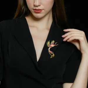 Chinese Style Copper Micro Inlaid Cubic Zirconia Phoenix Brooch Jewelry Gift